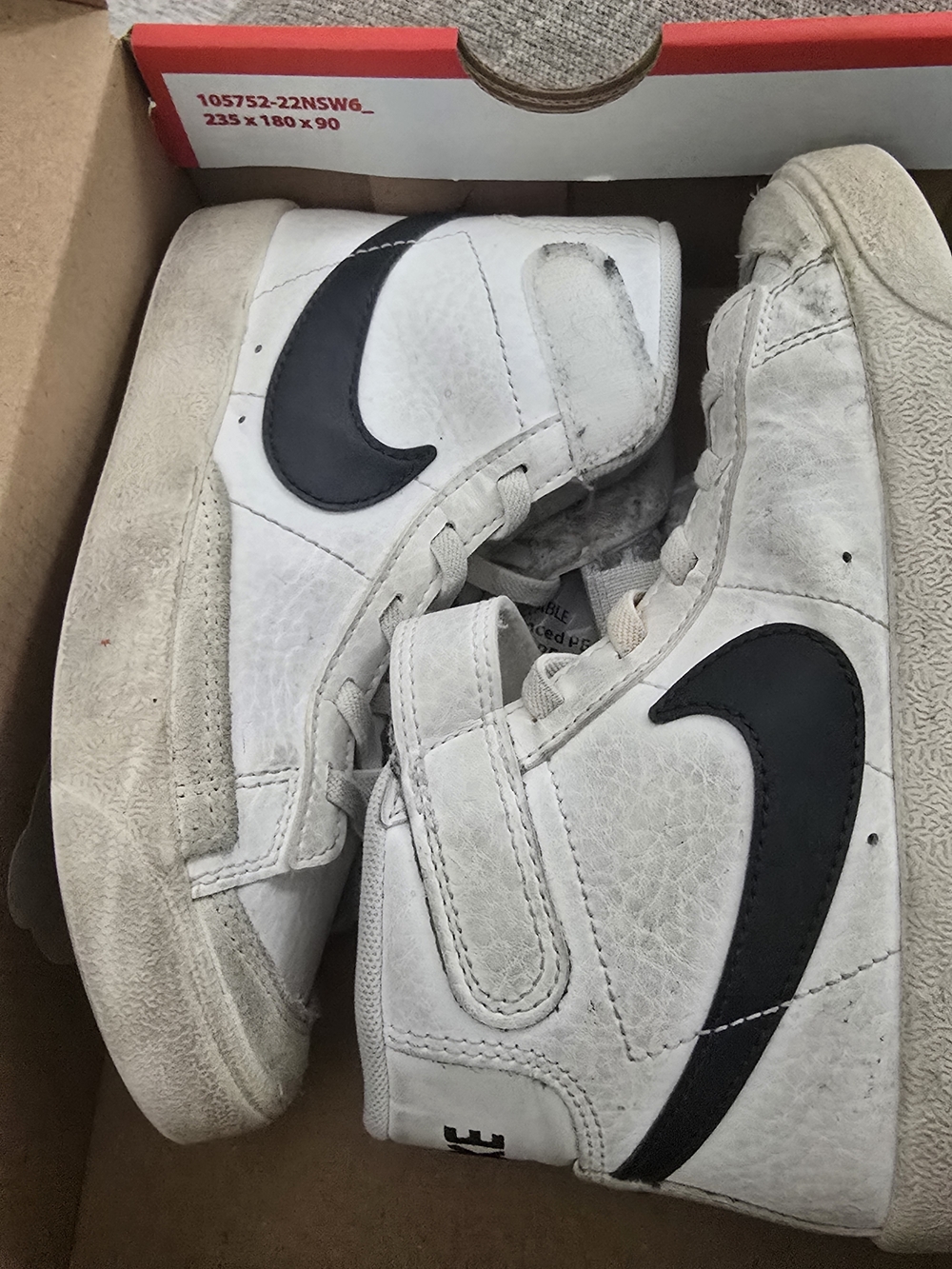 Nike BLAZERS White and Black High-Top Velcro Sneakers